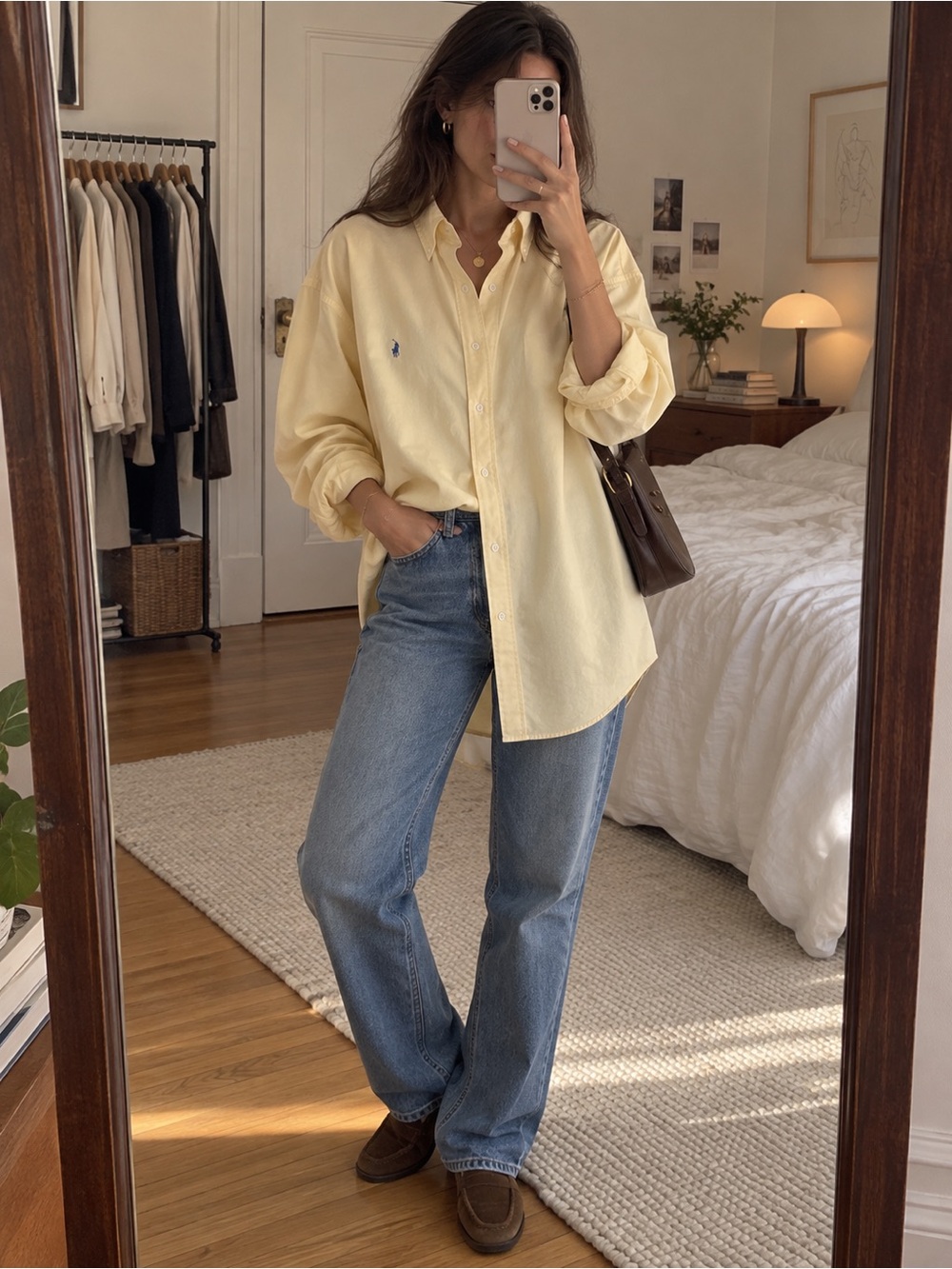 Ralph Lauren Pale Yellow Oversized Button-Up Shirt Jacket